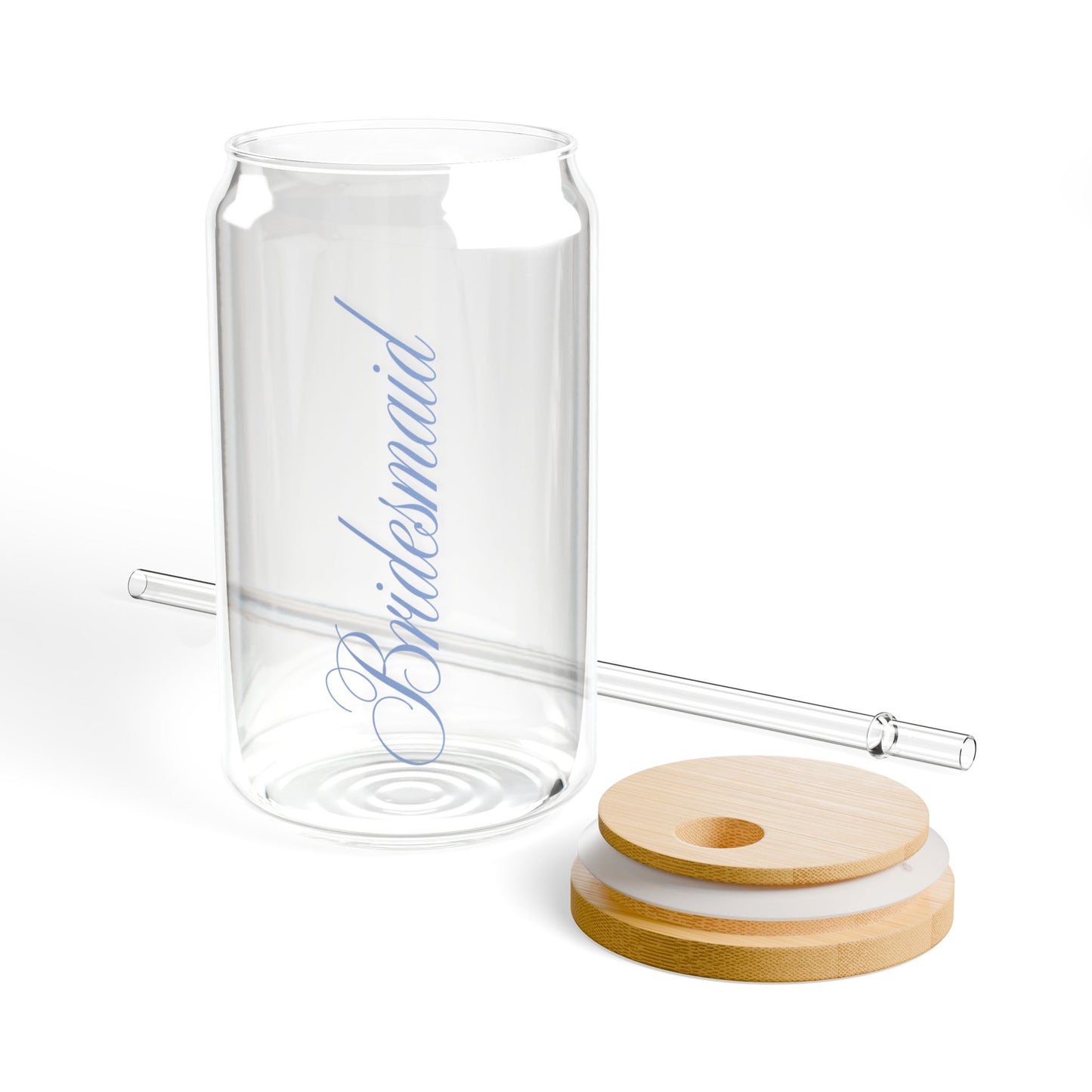 Powder Bridesmaid Glass Sipper — 16oz Clear Tumbler