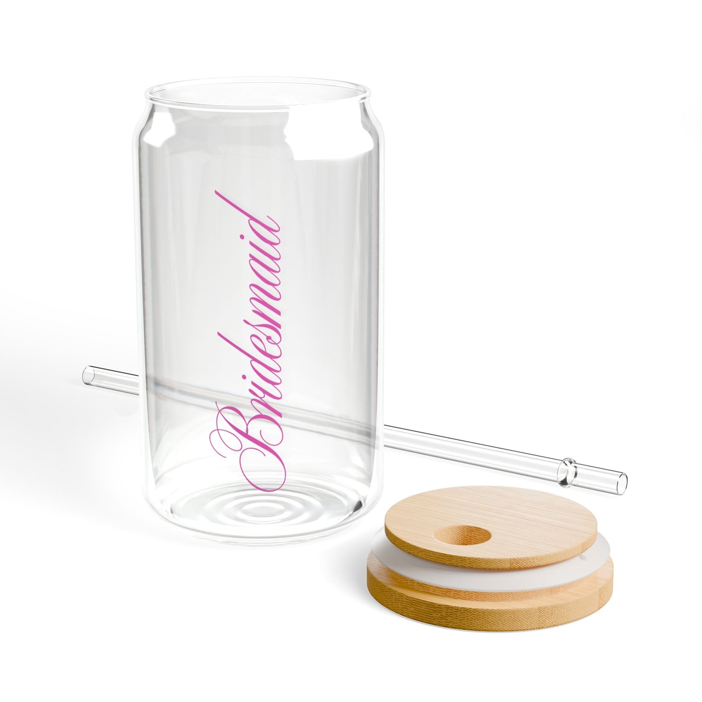 Bubble Gum Bridesmaid Glass Sipper — 16oz Clear Tumbler
