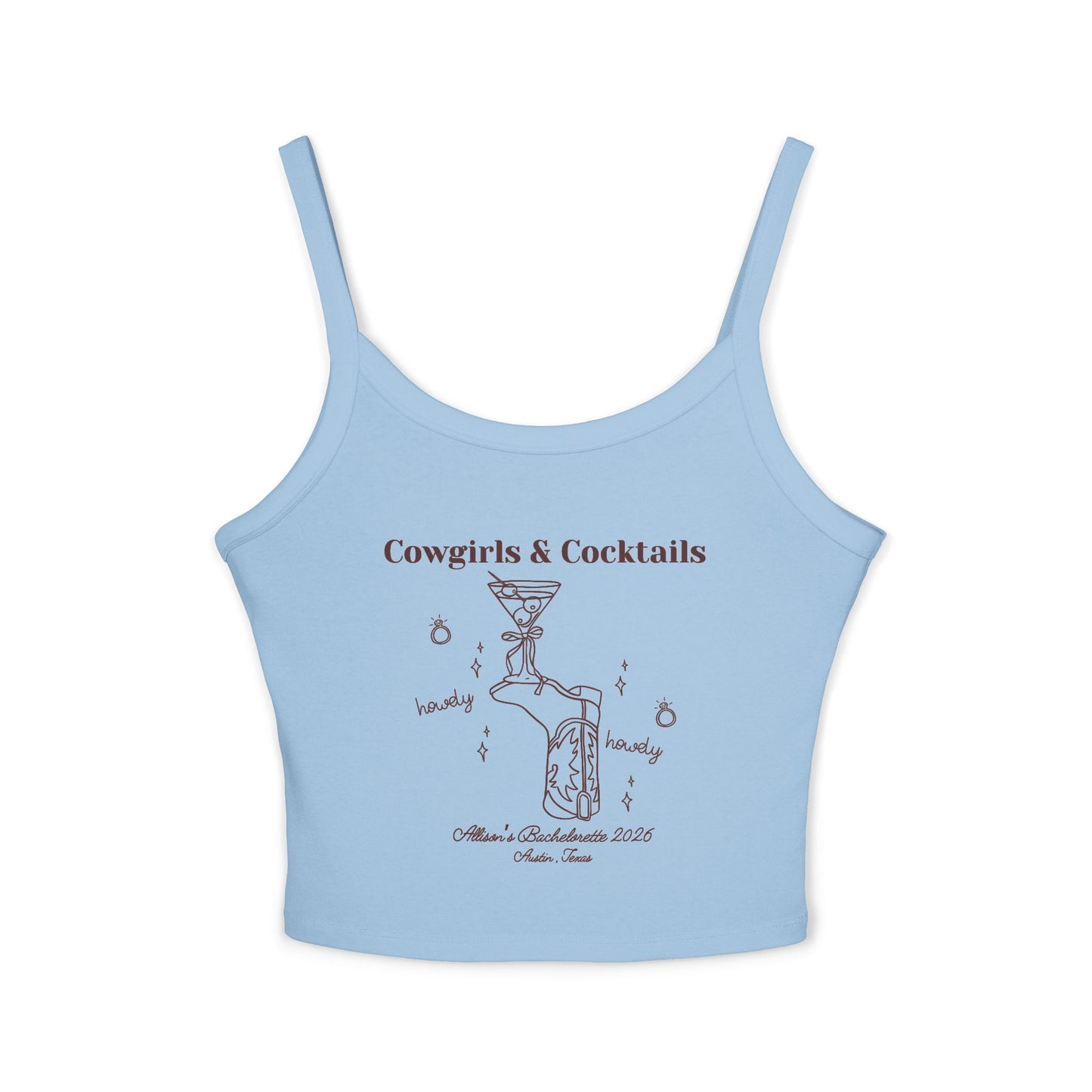 Cowgirls & Cocktails Tank Top — Western Cowgirl Spaghetti Strap Crop