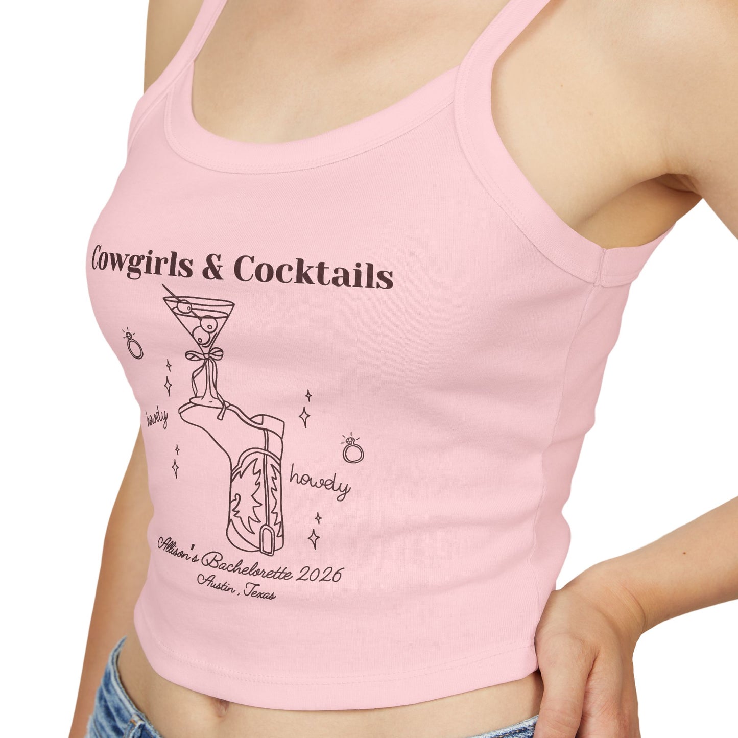 Cowgirls & Cocktails Tank Top — Western Cowgirl Spaghetti Strap Crop