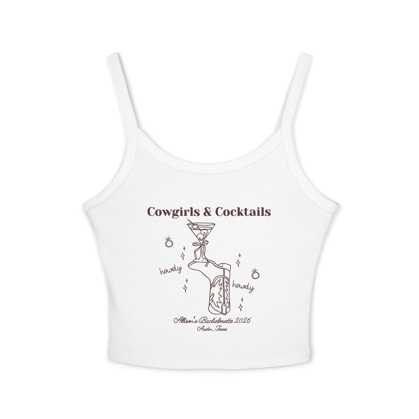 Cowgirls & Cocktails Tank Top — Western Cowgirl Spaghetti Strap Crop