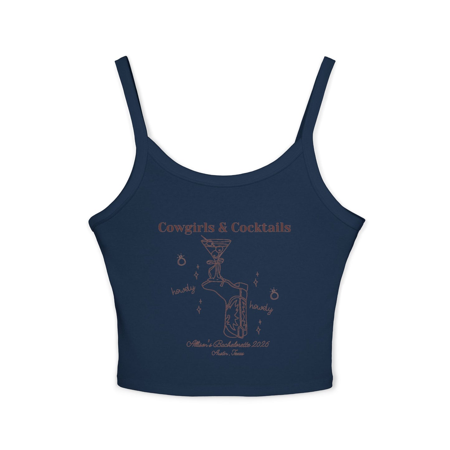 Cowgirls & Cocktails Tank Top — Western Cowgirl Spaghetti Strap Crop