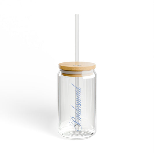 Powder Bridesmaid Glass Sipper — 16oz Clear Tumbler