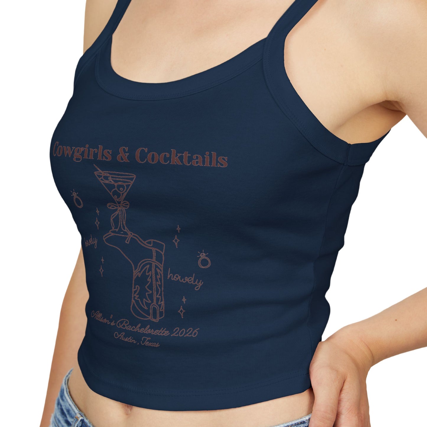 Cowgirls & Cocktails Tank Top — Western Cowgirl Spaghetti Strap Crop