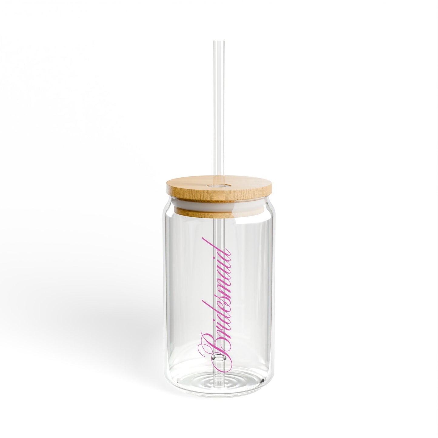Bubble Gum Bridesmaid Glass Sipper — 16oz Clear Tumbler