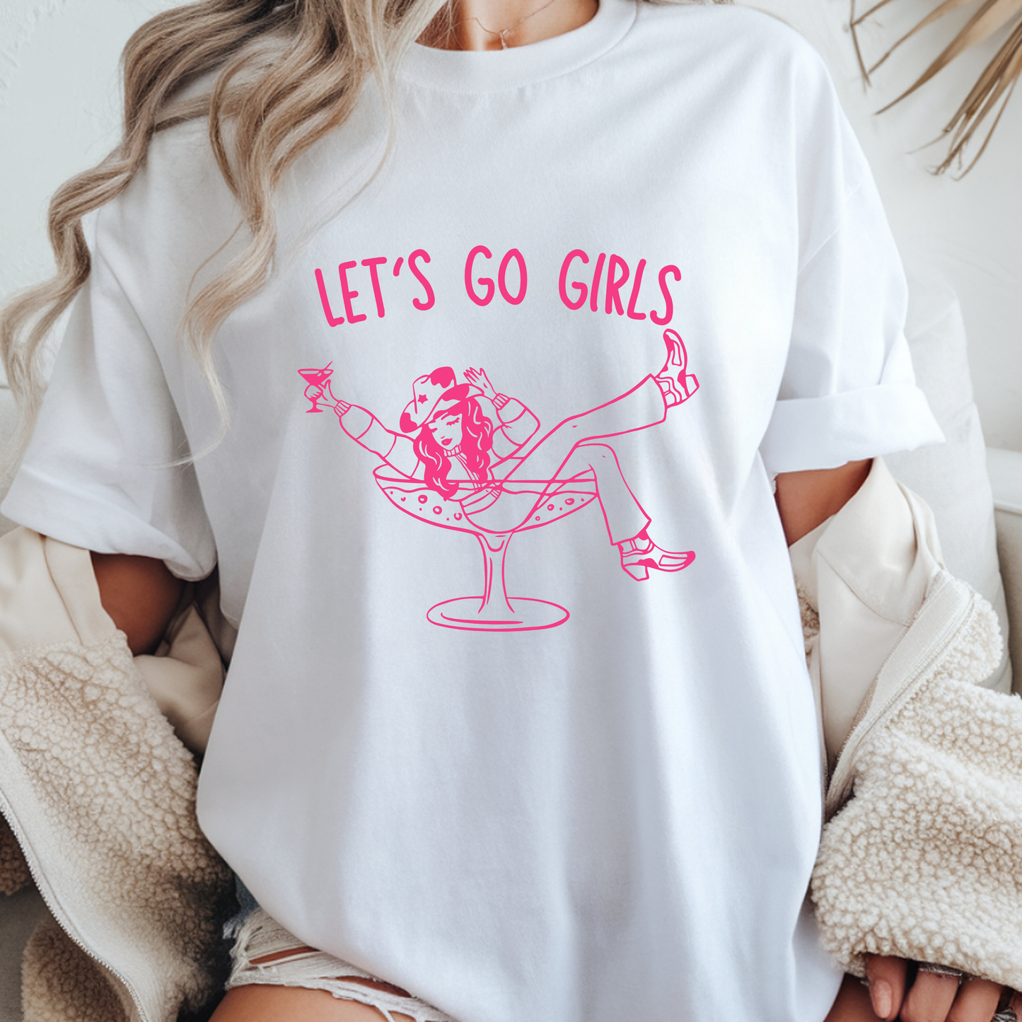 Let's Go Girls Tee — Retro Cocktail Graphic T-Shirt for Bachelorette & Girls’ Night