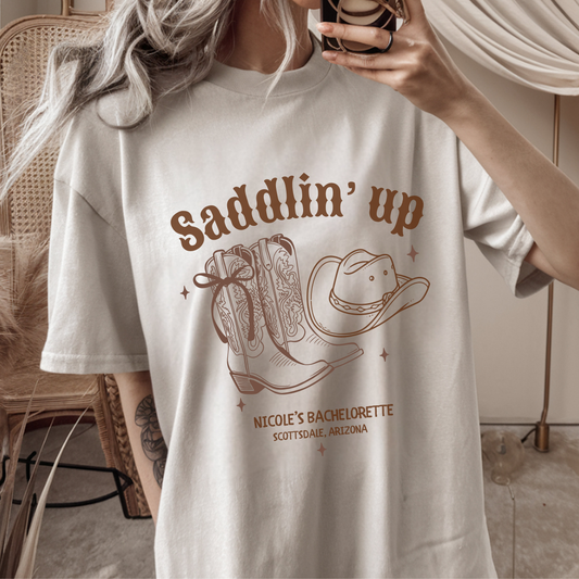Saddlin' Up Cowboy Bachelorette T-Shirt