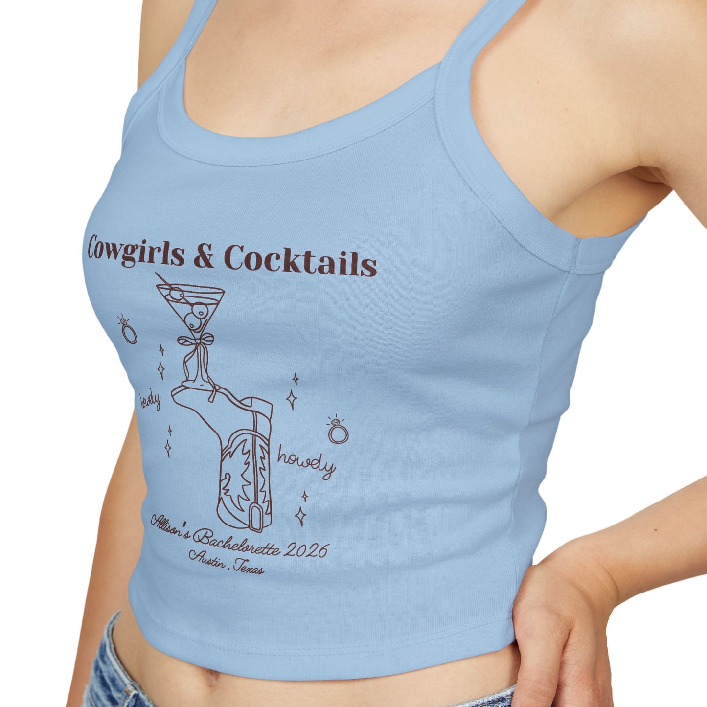Cowgirls & Cocktails Tank Top — Western Cowgirl Spaghetti Strap Crop
